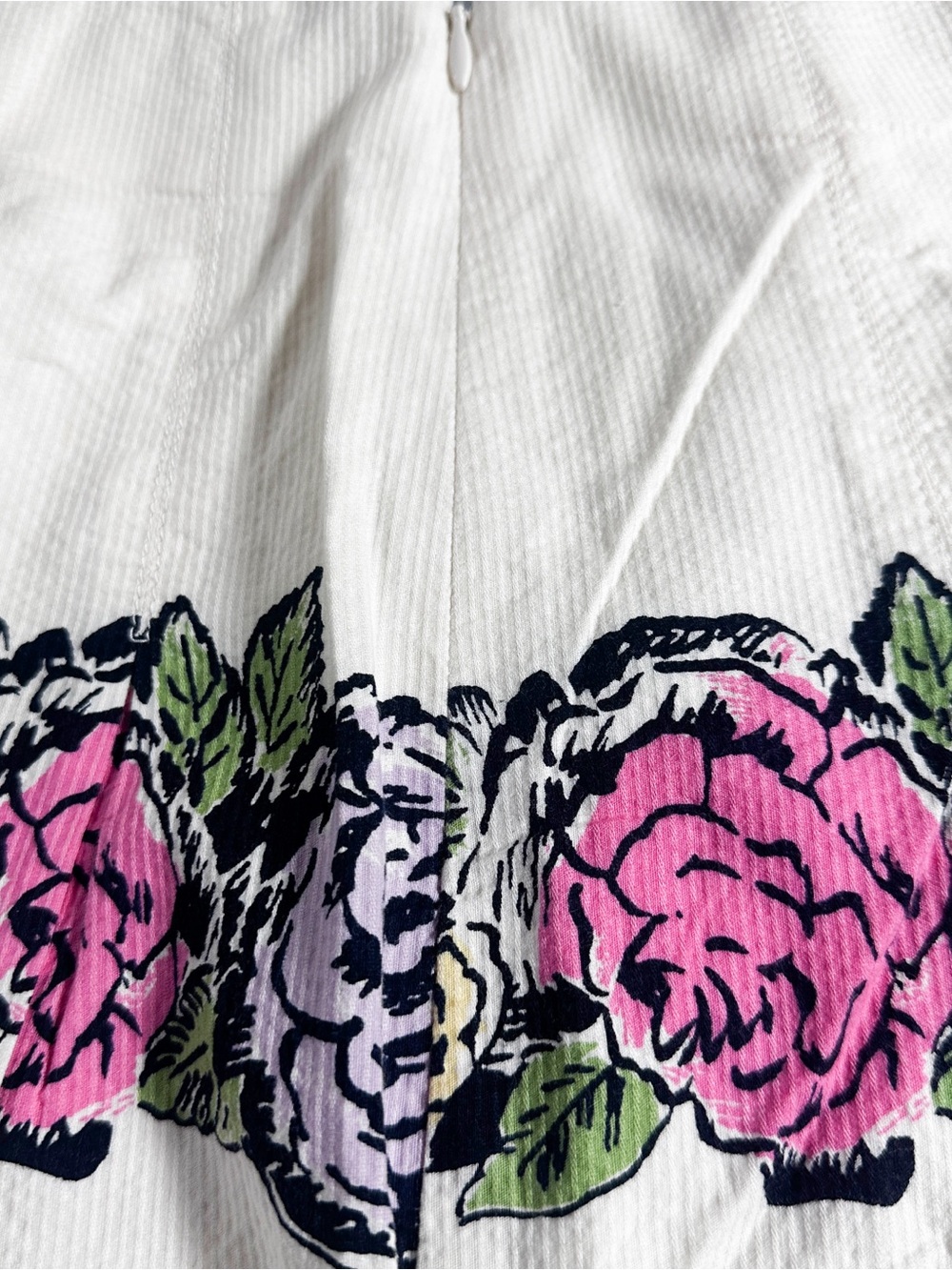 Ann Taylor LOFT Size 8 Floral Rose Border Print Cotton A-Line Skirt - Picture 8 of 9